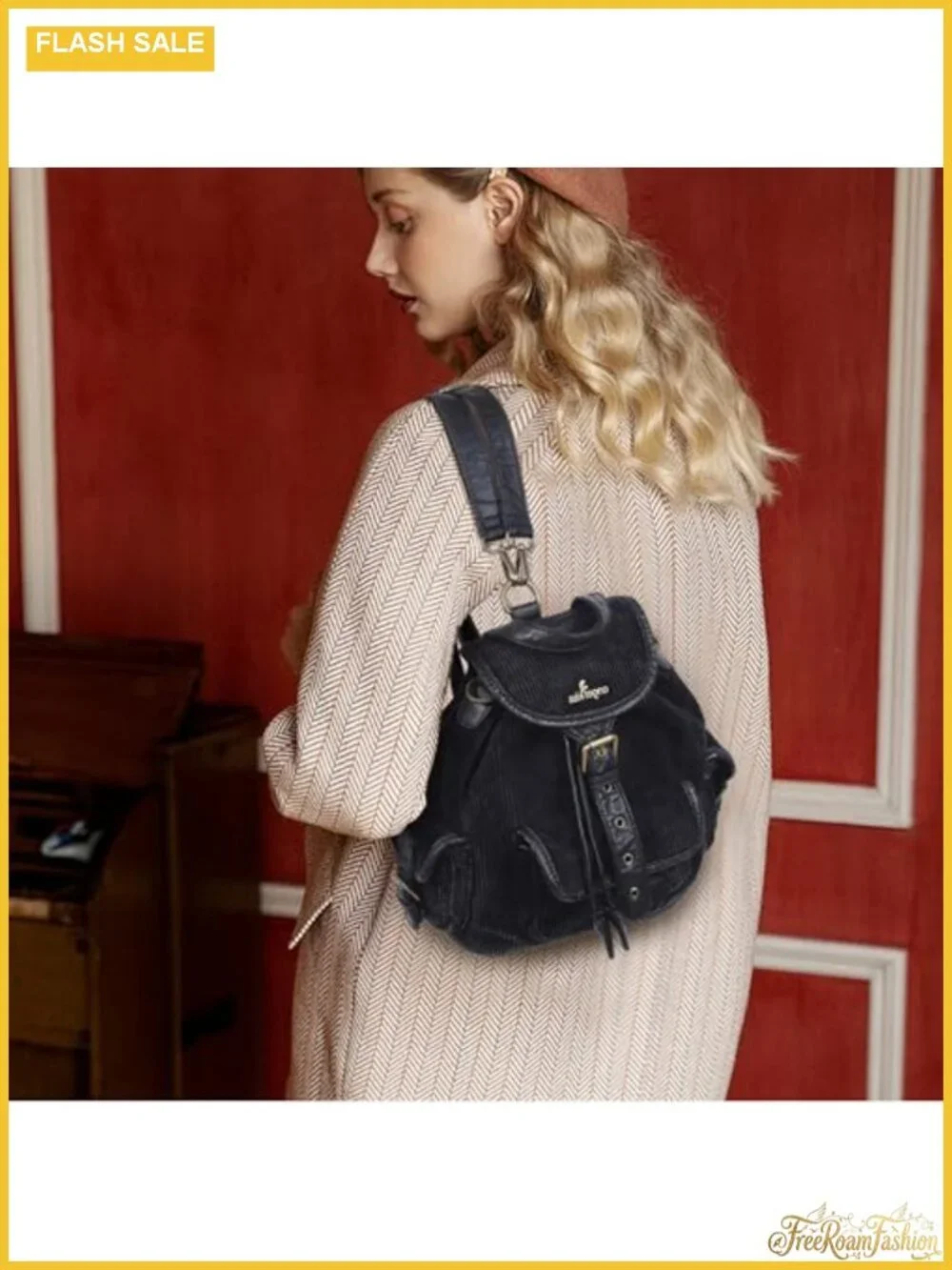 Convertible Corduroy Backpack Purse with Detachable Straps for Women 3-in-1